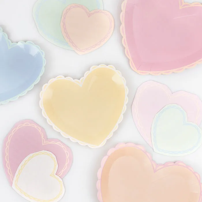 Meri Meri Party Plates | Pastel Heart Large 8x