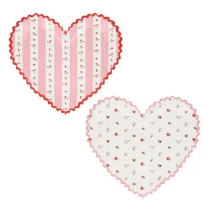 Meri Meri Party Plates | Valentine's Vintage Rose Heart 8 Pack