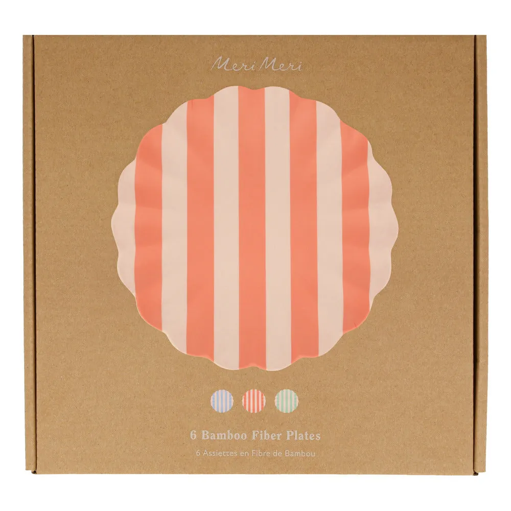 Meri Meri Reusable Bamboo Plates 6x STRIPY