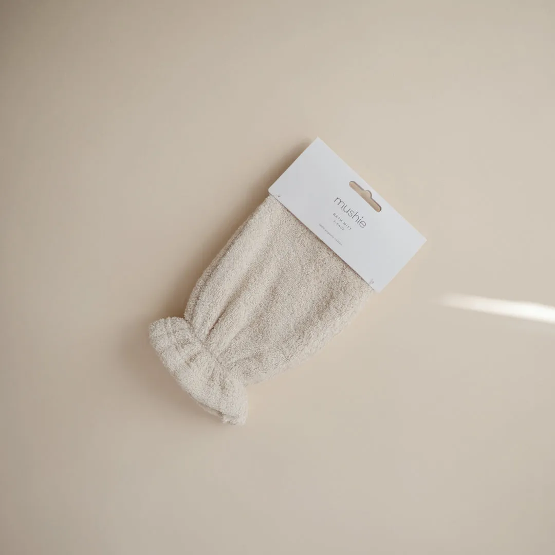 Mushie Bath Mitt 2-Pack | Fog