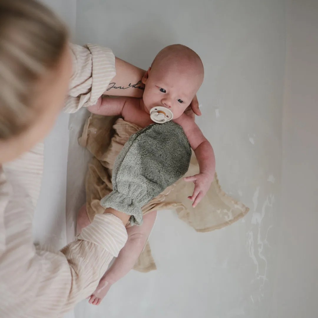 Mushie Bath Mitt 2-Pack | Moss