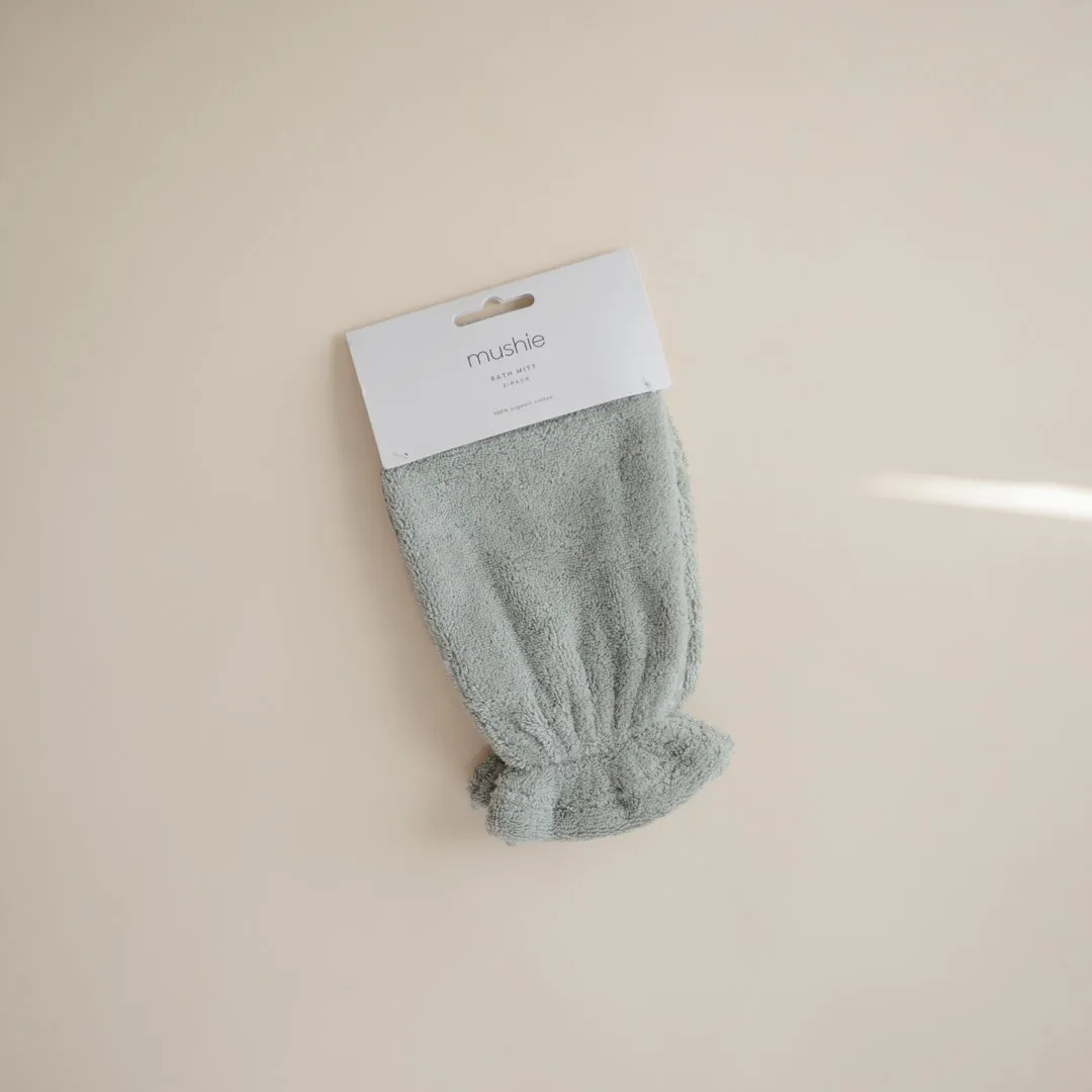 Mushie Bath Mitt 2-Pack | Moss
