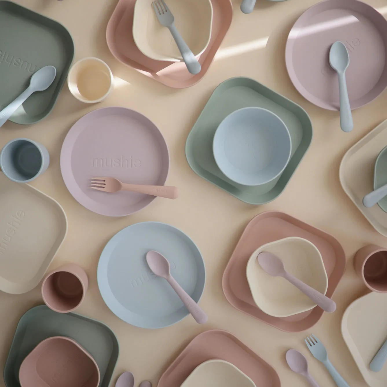 Mushie Dinnerware | Sage | Fork and Spoon Set