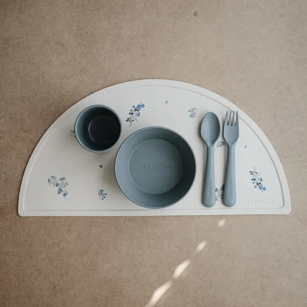 Mushie Dinnerware | Sage | Fork and Spoon Set
