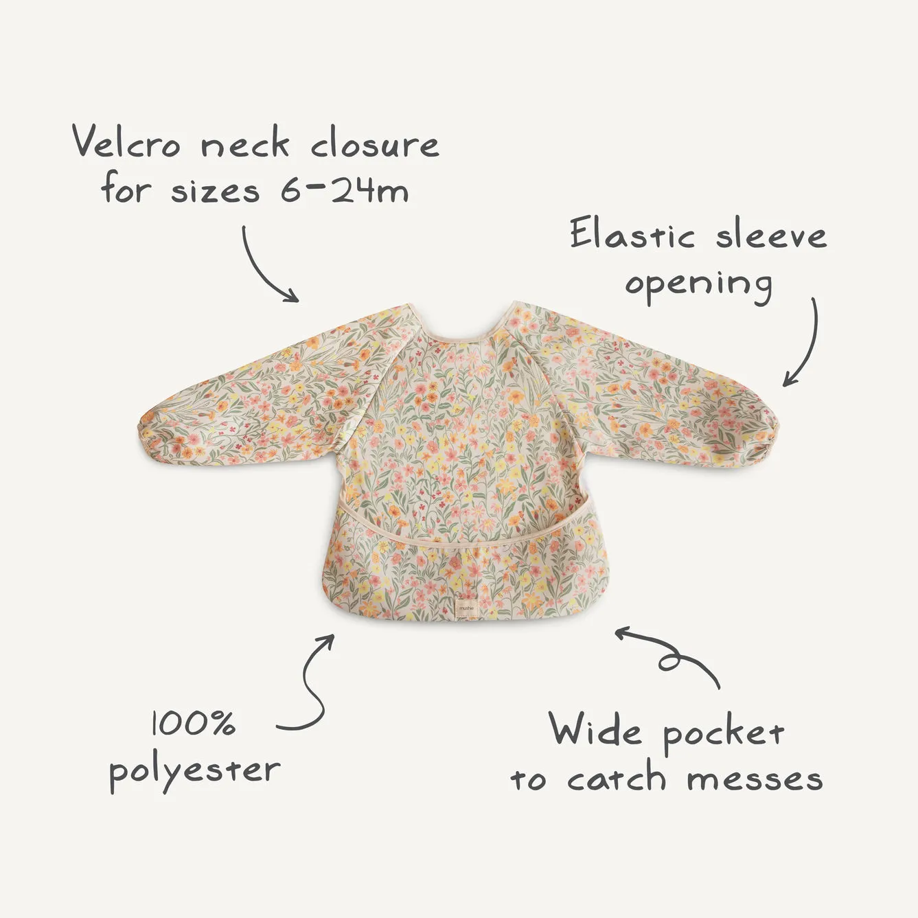 Mushie Long Sleeve Bib | Pastel Blooms