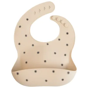 Mushie Silicone Baby Bib | Black Daisy