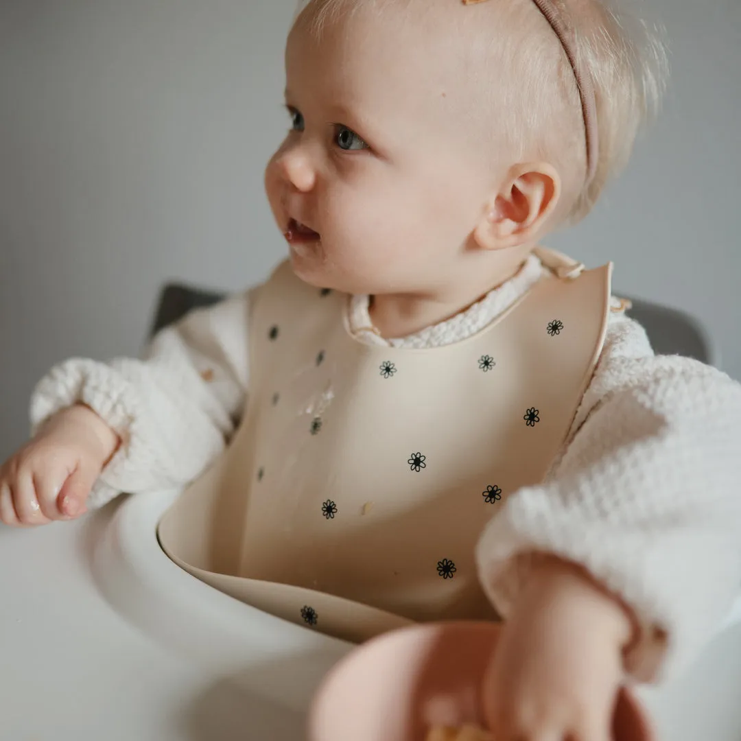 Mushie Silicone Baby Bib | Black Daisy