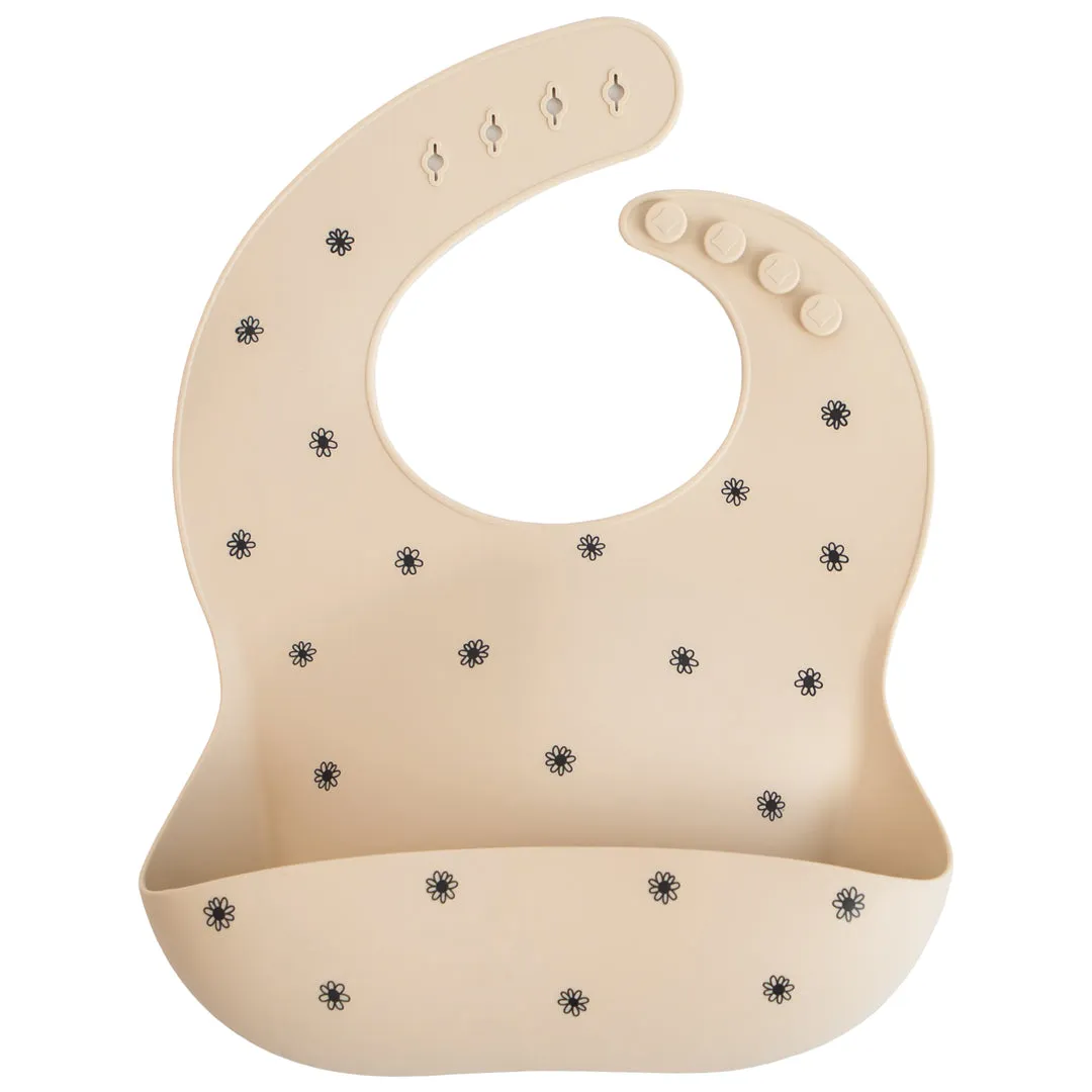 Mushie Silicone Baby Bib | Black Daisy