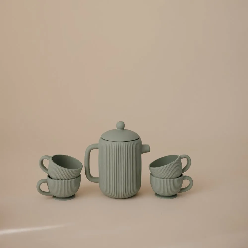 Mushie Silicone Play Tea Set | Cambridge Blue