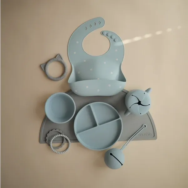 Mushie Silicone | Suction Bowl | Powder Blue