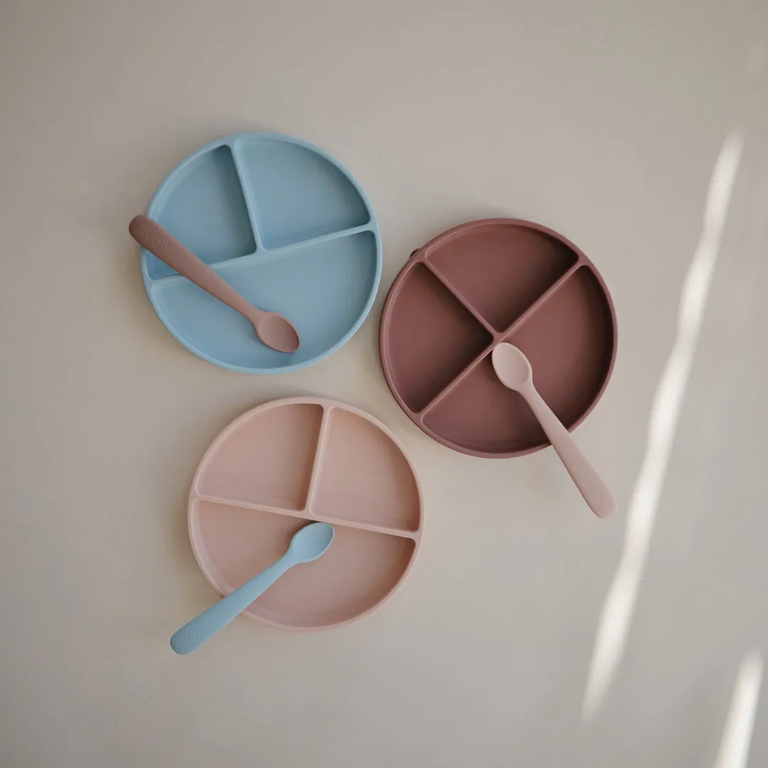 Mushie Silicone | Suction Plate Divided | Blush