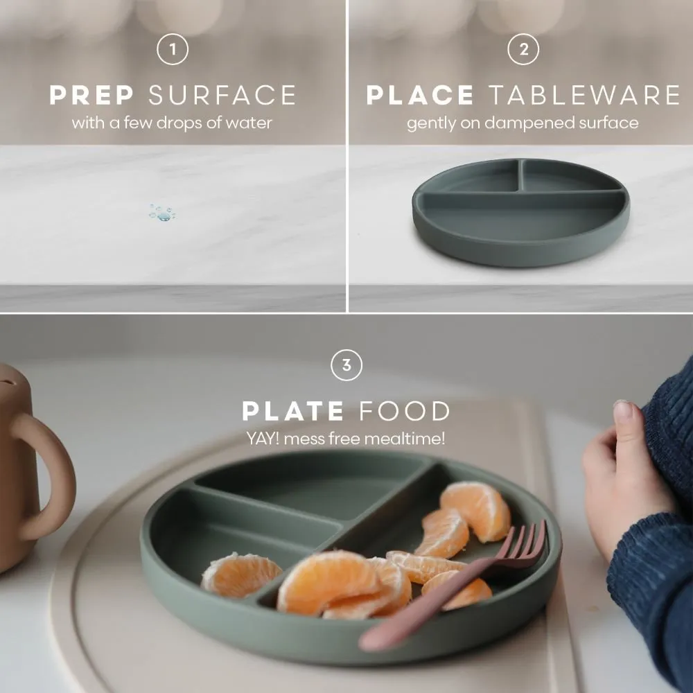 Mushie Silicone | Suction Plate Divided | Blush