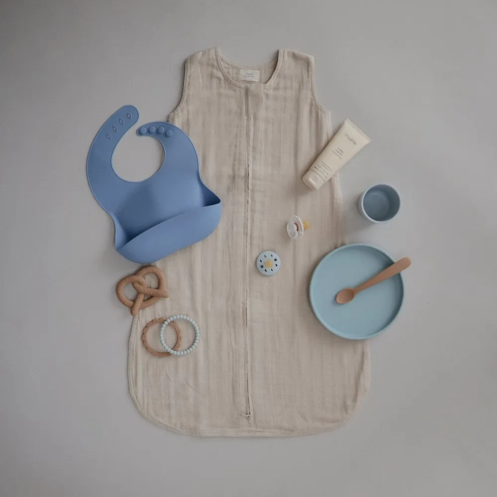Mushie Silicone | Suction Plate | Powder Blue