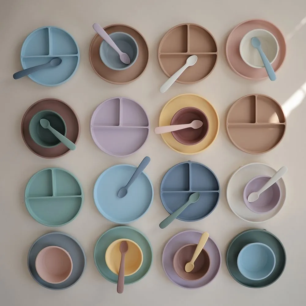 Mushie Silicone | Suction Plate | Powder Blue