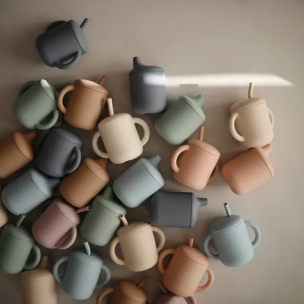Mushie Silicone | Training Cup   Straw | Blush