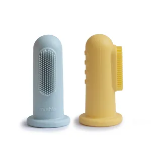 Mushie Toothbrush Finger | Powder Blue   Daffodil