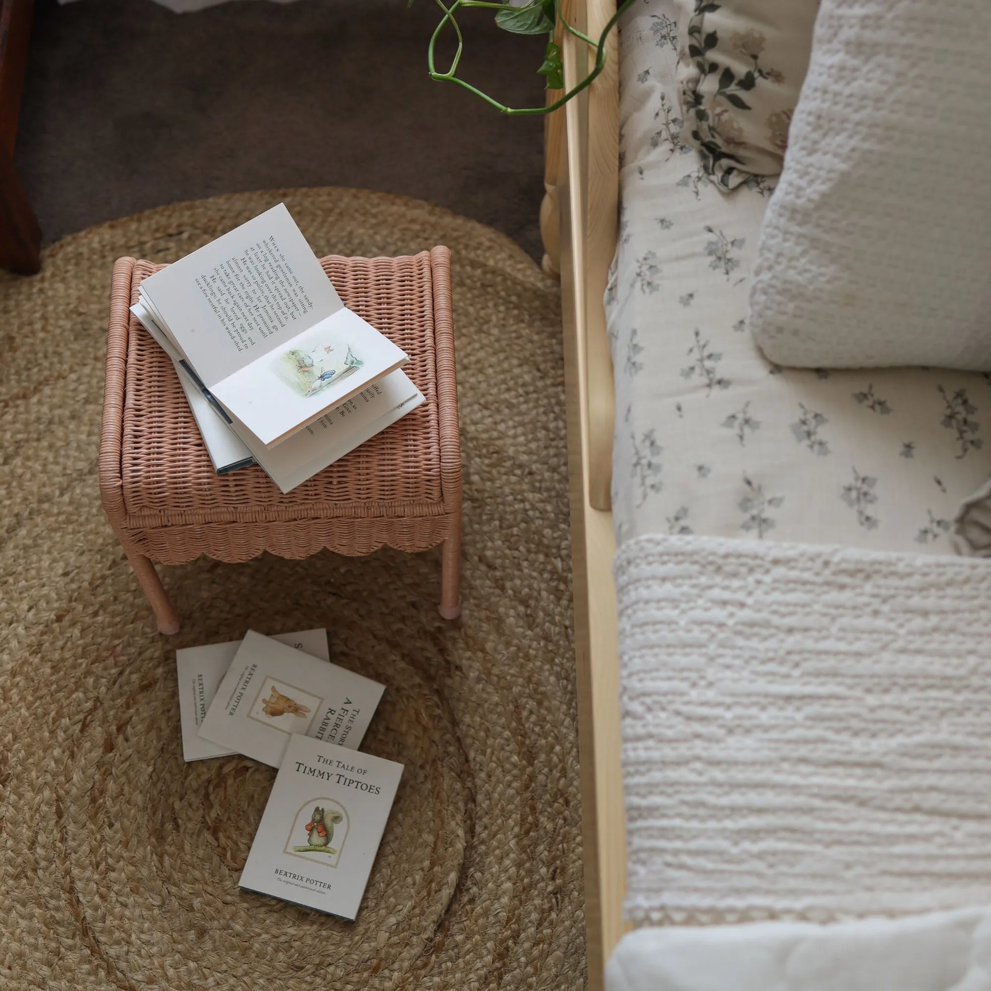 Olli Ella Rattan | Petal Storie Stool | Seashell Pink