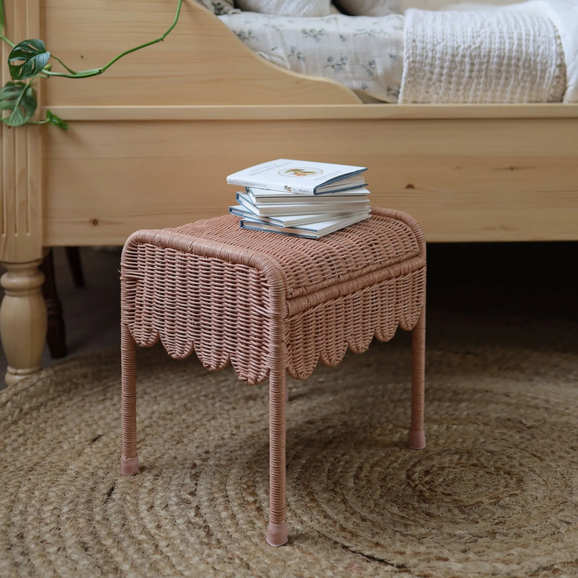 Olli Ella Rattan | Petal Storie Stool | Seashell Pink