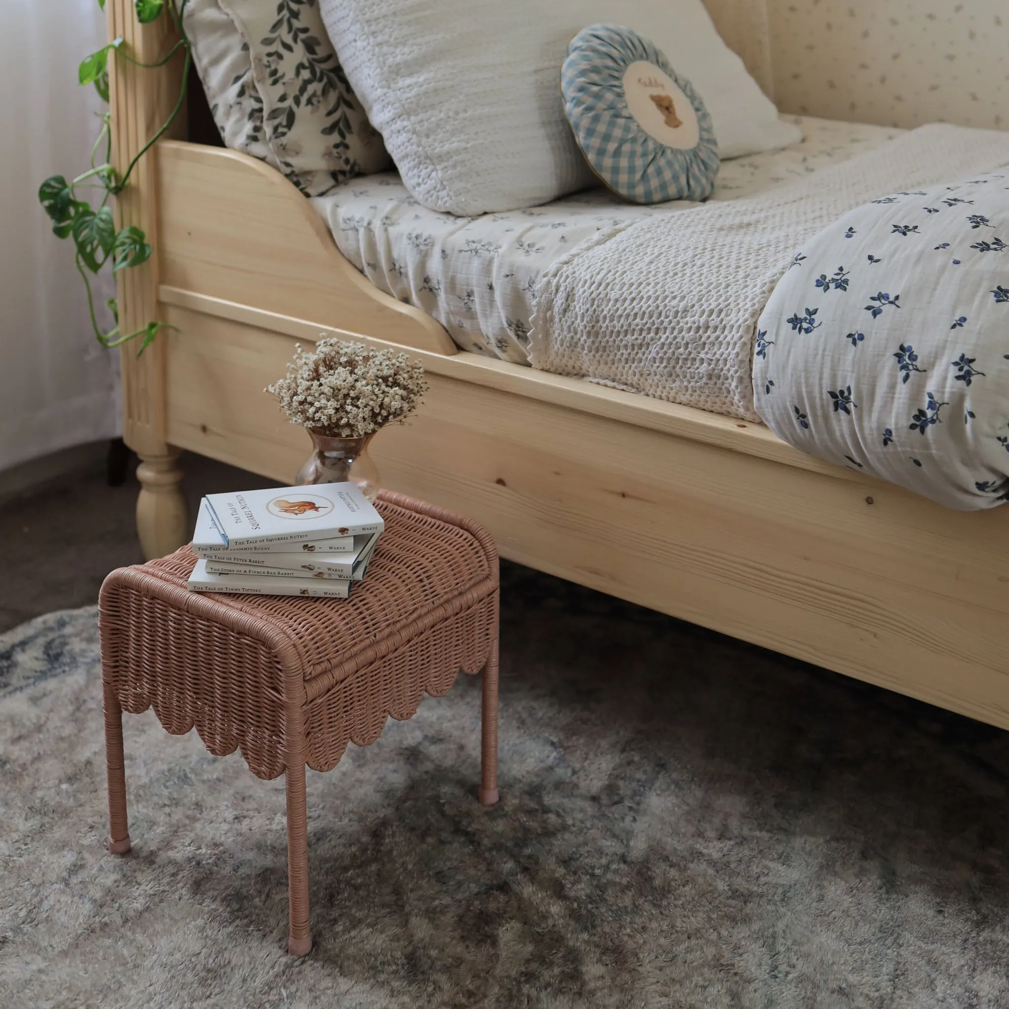 Olli Ella Rattan | Petal Storie Stool | Seashell Pink