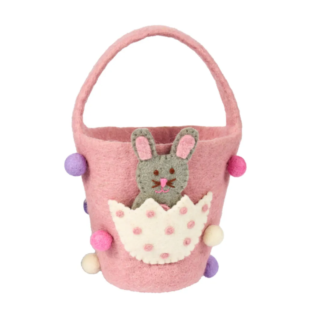 Pashom Easter Basket Bunny in Egg Pocket Pink