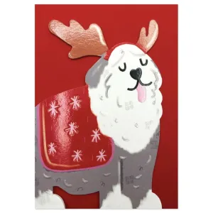 Raspberry Blossom - Dog With Antlers - Die Cut Card
