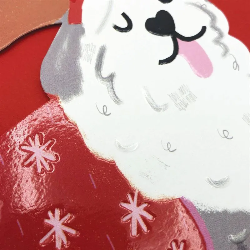Raspberry Blossom - Dog With Antlers - Die Cut Card