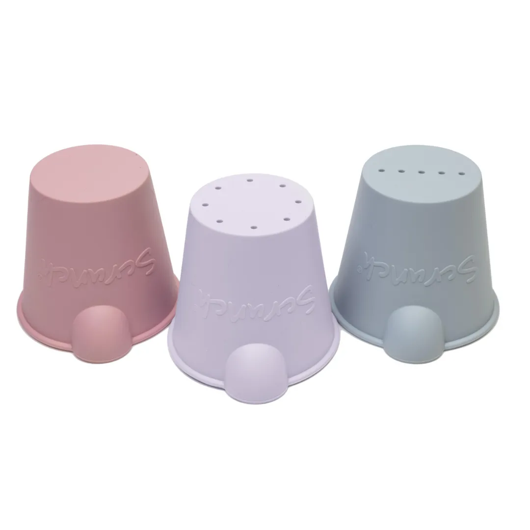 Scrunch Mini Bath Bucket Set - Lavender, Blue and Pink Set