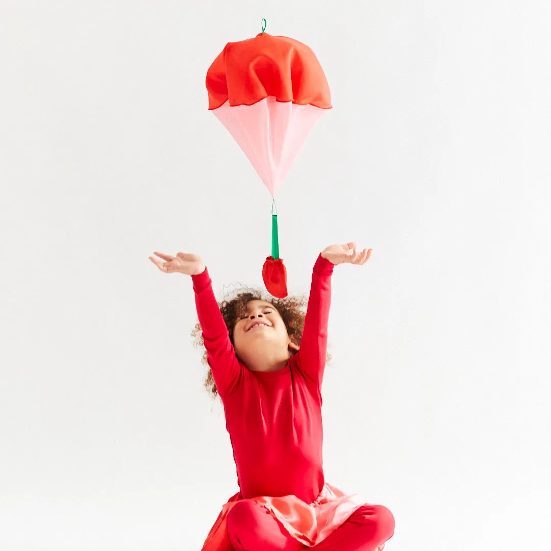 Silk Parachute | Strawberry   Wooden Heart