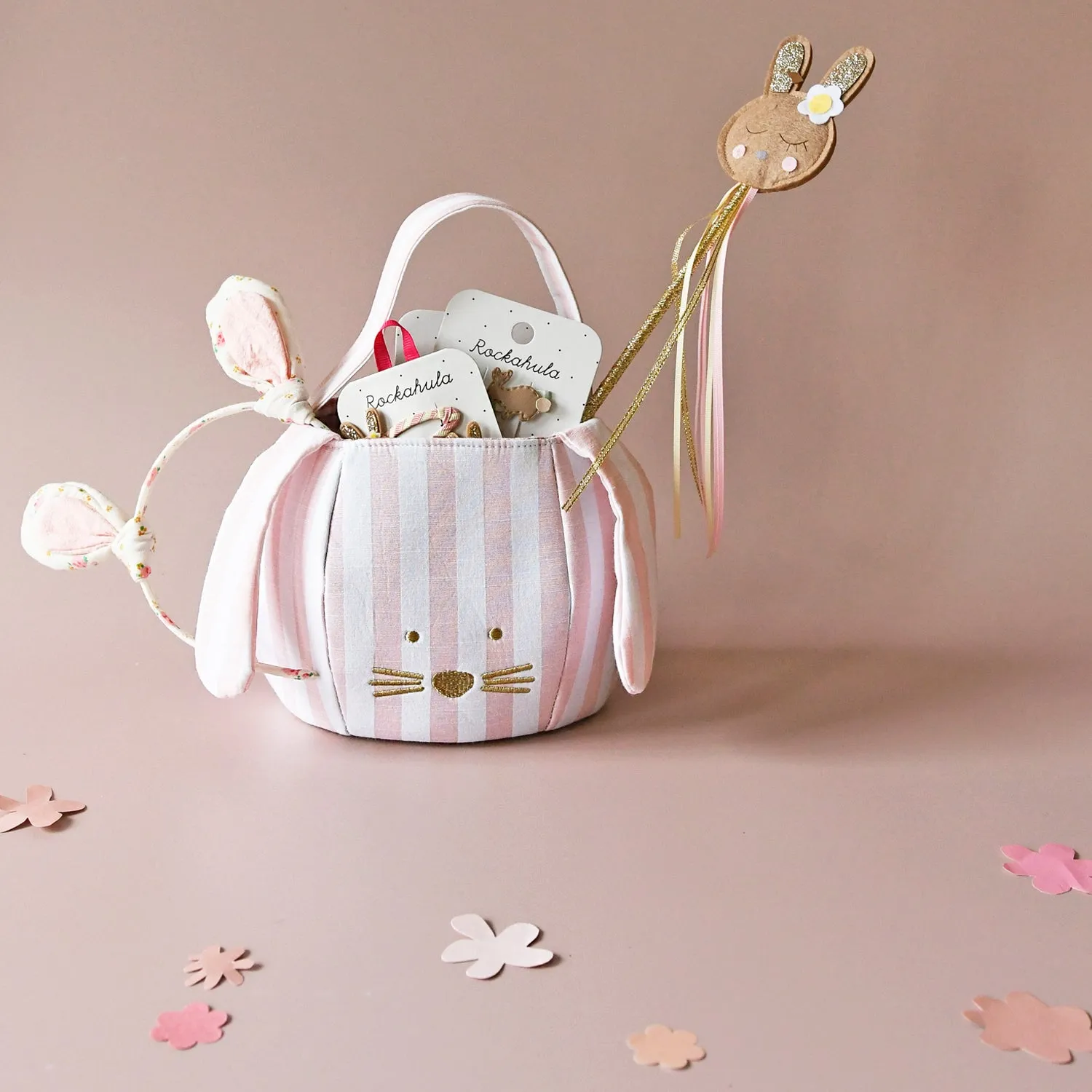 Tiny Blossom Bunny Fabric Hair Clip Set