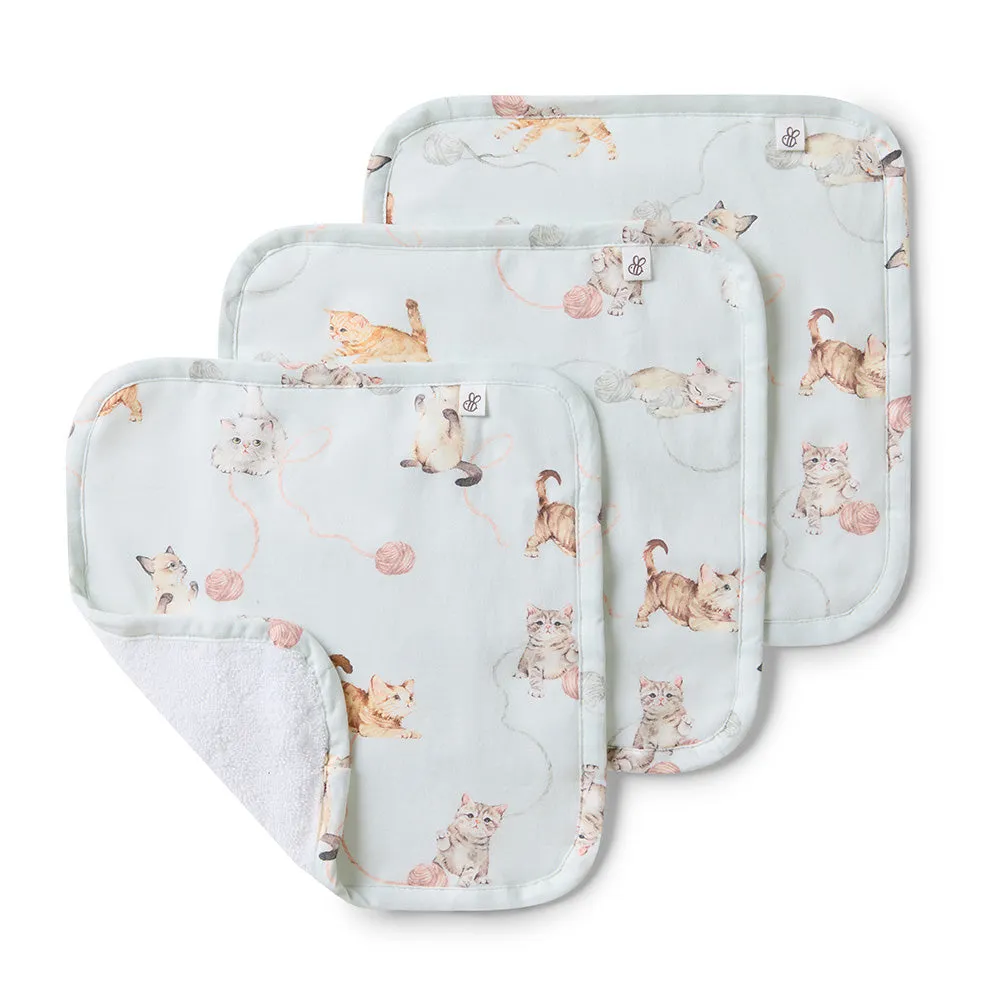 Wash Cloths 3 Pack Organic | Kittens