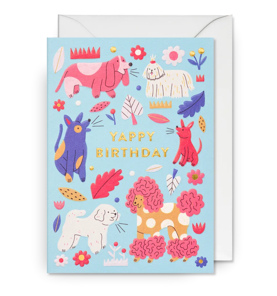 Yappy Birthday Party Pups Greeting Card